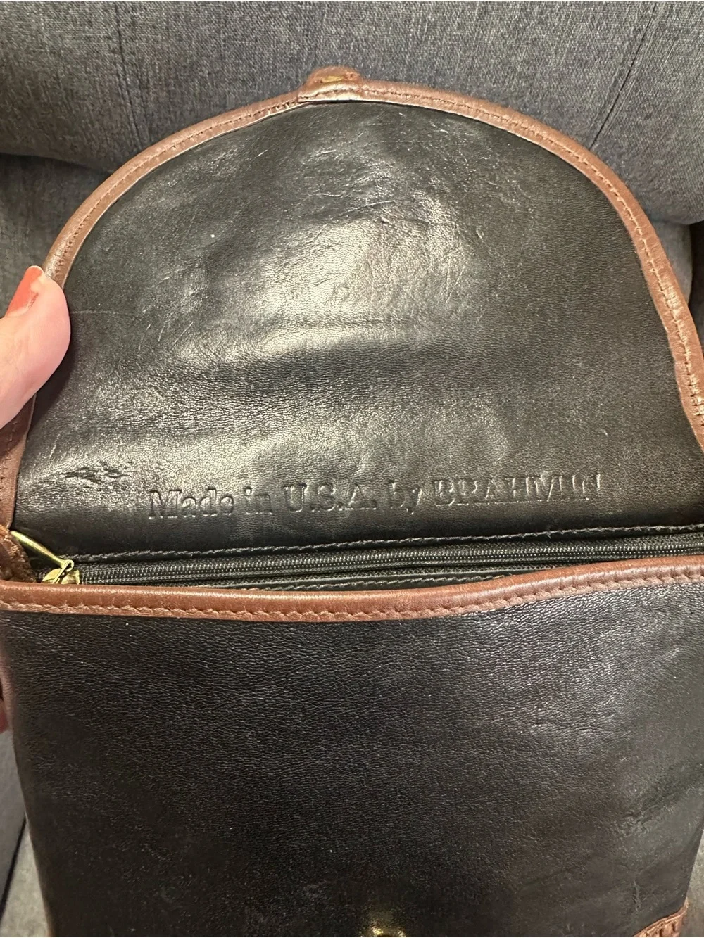 Brahmin Melbourne Croc Pecan & Black Crossbody Bag